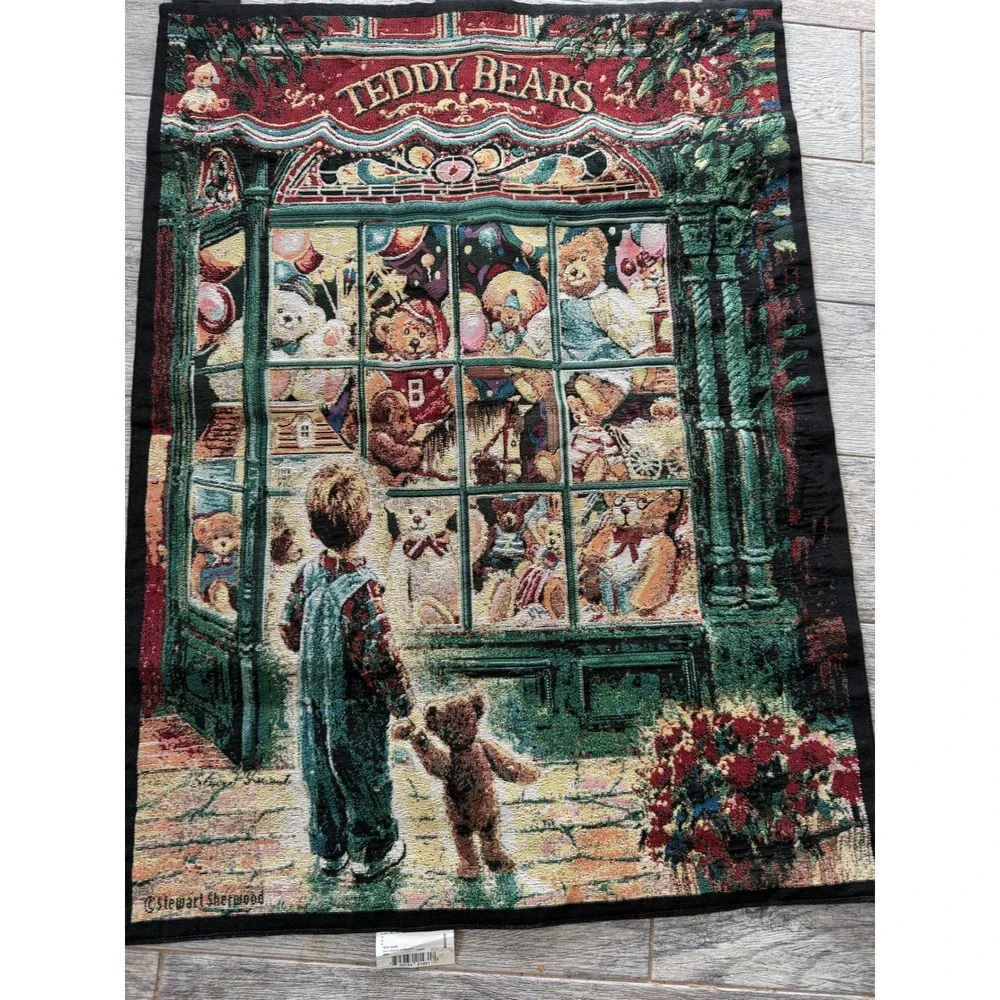 Stewart Sherwood Tapestry Wall Hanging Teddy Bears Shop Limited Signed 36